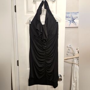 Torrid black ruffle rutched halter top dress size 1